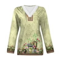 Feternal ženski jesen zimski vrhovi dame modni casual dugih rukava cvijet od čipke V-izrez pulover top bluza