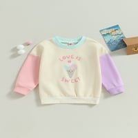 Suanret Baby Girl Fall Dukserice Sladoled Print Dugi rukav pulover Jesenski vrhovi za mališane marelice