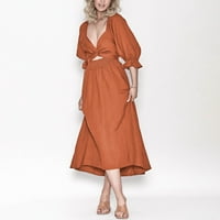 Duks haljina za žene Ženska haljina dizajn modni elastični pojas retro rukava Fragarn