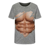 Košulje za muškarce Clearence Casual Okrugli izrez mišić 3D digitalni print Pulover fitness sportske kratke hlače rukave majice bluza