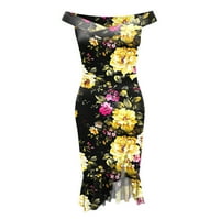 Rovga labavi modni haljina ramena za mirna ženska ruffle haljina cvjetna proreza Hem ženske haljine