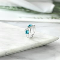 Gem Stone King Sterling Srebrni prsten Bijeli stvorio je safir i set sa paraibom Topaz