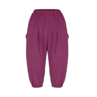 Dyegold linen hlače Žene Ljeto Loose Fit izvlačenja elastične strugove plus veličine Ležerne lagane pantalone sa džepovima