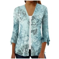 Ženski ljetni vrhovi ženska bluza bluza Outerwear Dužina rukav Ležerni za odmor Basic gumba