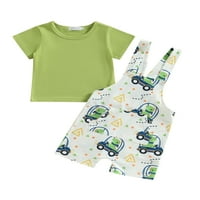 Toddler Baby Girls Boys Kombinezoni kratke hlače Postavite čvrste majice kratkih rukava + suspender