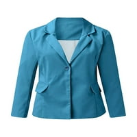 Bomotoo Ženske poslovne jakne Čvrsto kolor kardigan jakna šal vrat Blazers casual blezer uredska odjeća Plava 4xl