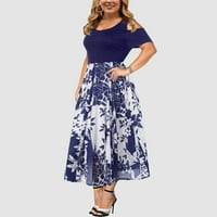 Ljetne haljine za prodaju za žene plus veličine kratkih rukava čipkasti patchwork haljina okrugla vrata