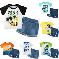 Clearsance Toddler Baby Boys Ljetna plaža Outfits Hawaiian Tops Majica + Jeans Kratke hlače