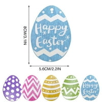 NJSPDJH Uskršnji drveni ukrasi klasični stilovi uskršnjeg jaje visi drveni privjesci za jajete oblikovane