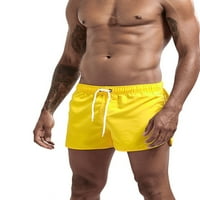 Avamo muškarci plivaju trup elastične strugove za kupaći kostim za širenje tih kratkih ploča Lagani kupaći odijelo Atletski plažni kupaći kostimi žuti xl