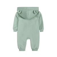 Shiusina Newborn Romper Baby kombinezon Slatko crtane kapuljače za robuže, devojke Outfits Green + 9-