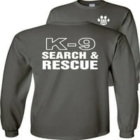 Fair Game k - Traženje i spašavanje majica s dugim rukavima, K SAR grafički tee-charcoal-3x