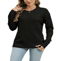 Niveer žene džemper posad vrata pletene džempere, čvrsti boju skakač vrhovi pletiva pulover s dugim