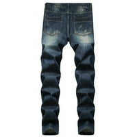 Jyeity Fall ušteda muški visoki krajnji nostalgični traperice Jeans Muške haljine Hlače Regularne plave veličine