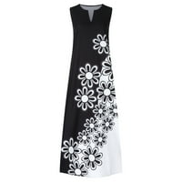 CACOMMARK PI Ljetna haljina za žene plus veličine Ženska casual duga haljina sa džepnim cvjetnim printom