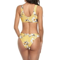 Lovskoo kupaći kostim za žene cvjetni print ženski seksi kupanje pogodne bikini žute boje