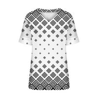 Ženski ljetni vrhovi cvjetni V-izrez kratki rukav labavi majice sivi xl