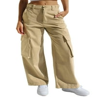 Ženske teretne pantalone sa džepovima Casual široke noge Pješačke borbene radne hlače pantalone