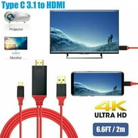 Tip C do HDMI kabla, USB C do HDMI kabela za kućni ured, 1080p HD HDTV zrcaljenje i punjenje za sve