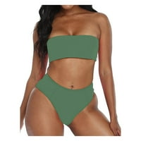 B91XZ kupaći kostimi za žene plus trbuh ženske visoko kupaće kostimu dva upravljačka struka bikini kupaći kostimi kupaći kostimi Tankinis set zelena, m