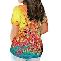 Podplag Žene Ljetni vrhovi, modna majica s kratkim rukavima Okrugli vrat plus veličina majica Flow Flowned