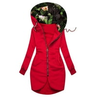DTIDTPE dukseve za žene ženske modne cvjetne jakne sa zatvaračem patentne džepne dugim rukavima kaput