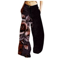 Feternalwomen-ova moda retro casual labava pukotina sa širokim nogama sa džepovima sa džepovima za žene