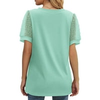 Ljetni vrhovi za žene prozračna žena kauzal V-izrez Vintage Solid bluza kratki rukav majica TEE