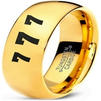 Tungsten Sretni broj sedam bend prstena Muškarci Žene Udobne cipele 18K žute zlatne kupole Polirano