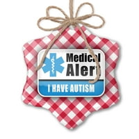Božićni ukras Medical Alert Plava Imam autizam Crveni plaid Neonblond