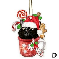 Crna mačka božićna stablo viseći ukras za mačje ljubitelje Xmas IDEA poklon de r1w0
