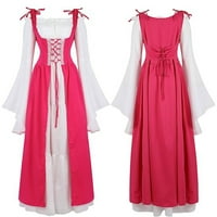 HHEI_K ružičasti odjevnici za žene Women Women zavoja za zavoja Middeleeuwse Vintage Party Club Elegante haljina