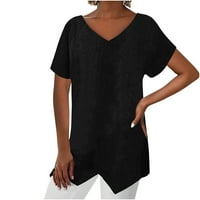 Caveitl Womenska majica, Žene Ležerne prilike kratkih rukava V-izrez Čvrsta boja Nepravilna bluza vrhova