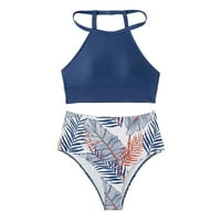 Ženski podijeljeni kupaći kostim s visokim strukom Bikini list kupaći kostim plavi l