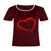 Pfysire Women Ljeto Ležerne majice TOP FORTS CREW CACT labava bluza Košulja vina crvena s