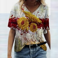 Gotyou majice za žene Ženska modna casual plus veličine Scenic Cvijeće Ispis okruglog majica majice