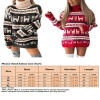 Niuer Dame Božićni pulover visokih vrata Jumper Women Tunic Xmas Mini džempere Haljine rebrasti festival