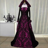 Homchy ženske haljine Vintage Retro gotička rukava s kapuljačom maxi haljina ljubičasta