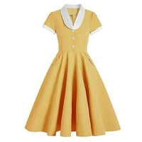 Smihono Clearence Big Swing dugačka haljina čipka svijetle cvijeće Print kratkih rukava Hepburn Style