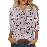 Wofeydo T majice za žene, modna ženska rukava za bluzu za bluzu majica na vrhu tiska za izrez Ležerna