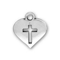 Sterling Silver 24 Bo lančani izrez srca Christian Cross Privjesak ogrlica