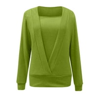 Ketyyh-Chn Ženski džemper V CAT čipke za šivanje Duge rukave Duks zelena, m