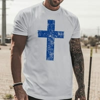 Košulja za muškarce muško ljetni casual cross bluza za bluzu za okrugle vrat kratkih rukava majica Grey