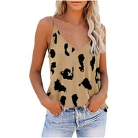 Bluze bez rukava za žene plus veličine modni seksi bez rukava s rukavima na vratu Leopard Print majica