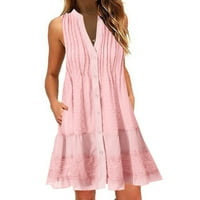 iopqo haljine za žene modna ljetna haljina bez rukava s rukavima s rukavima ružičaste ruke