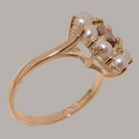 Britanska napravljena 10k Rose Gold Prirodni ružičasti turistički i kultivirani biserni ženski Obećani prsten - Opcije veličine - Veličina 9.5