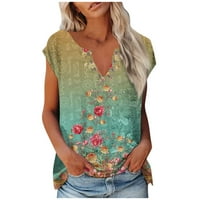 Strungten ženska modna casual boho tiskana ležerna majica kratki rukav v bluza za bluzu vrata