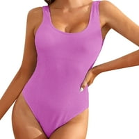 Miayilima kupaće kostimi Tankenis set za žene Ljeto plaža Čvrsta okrugla okovratni vrat Modni veliki