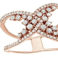 Bijeli prirodni dijamantski crossover otvoreni prsten u 10k ružičastog zlata