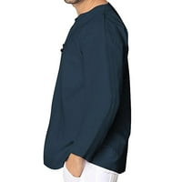 Levmjia majice s dugim rukavima za muškarce V-izrez gumbe vrši muške ležerne bluze pulover u pulover